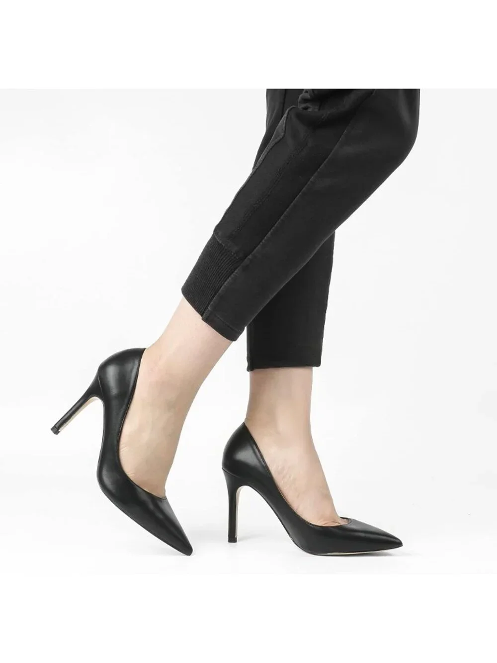 Women's Black Matte Closed Pointed Toe High Heel Pump Slip On Party Dress Shoes